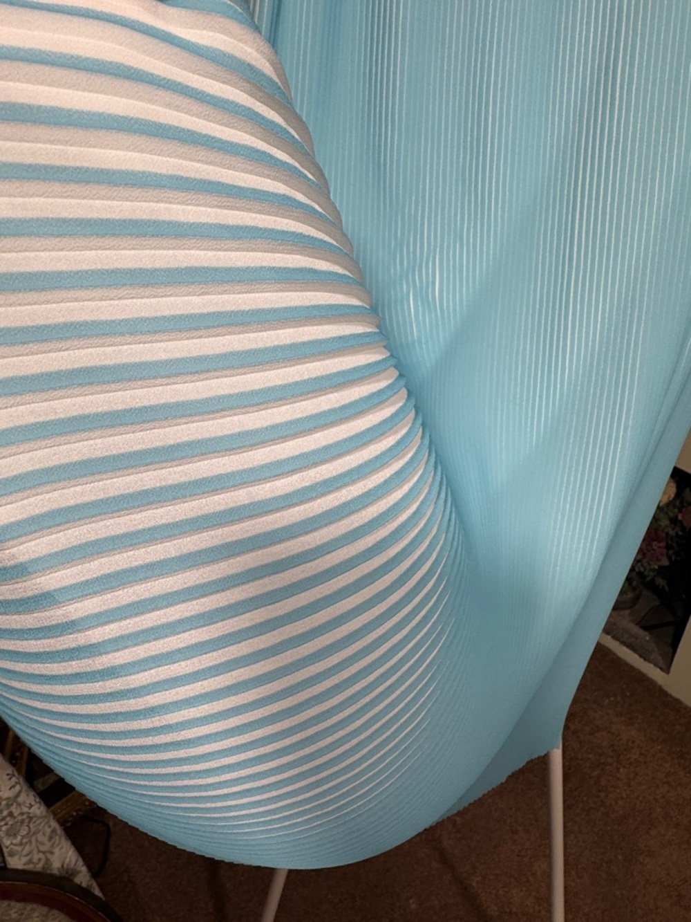 NWT Carlisle Light Aqua and White Micro Pleated Maxi Skirt Retail $658!